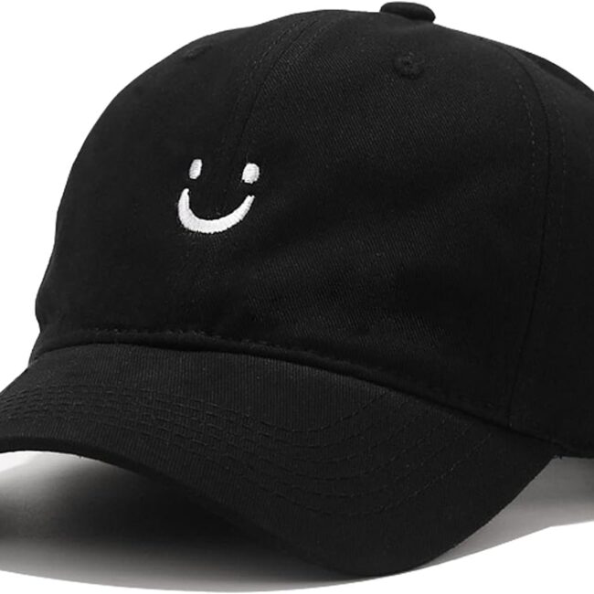 Smile Face Baseball Cap for Women Men Adjustable Low Profile Unstructured Cotton Dad Hat