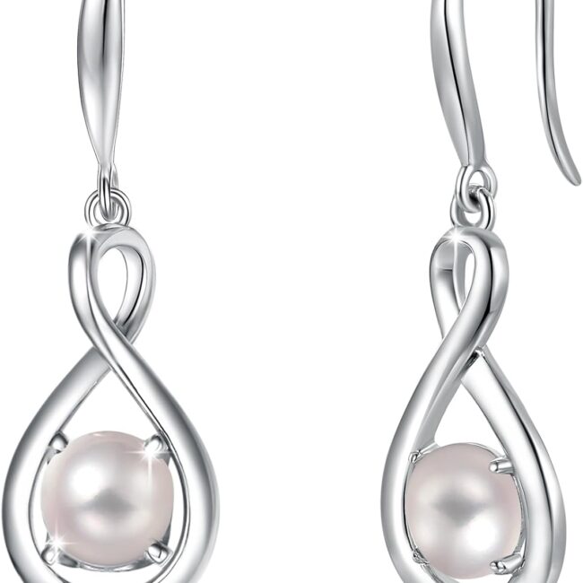 Dangle Drop Earrings 925 Sterling Silver Dainty  Round Gemstone Birthstone Jewelry Birthday Gifts for Her Women