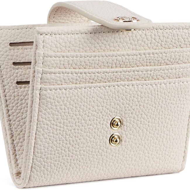 Beige Bi-fold ID Zipper Wallet