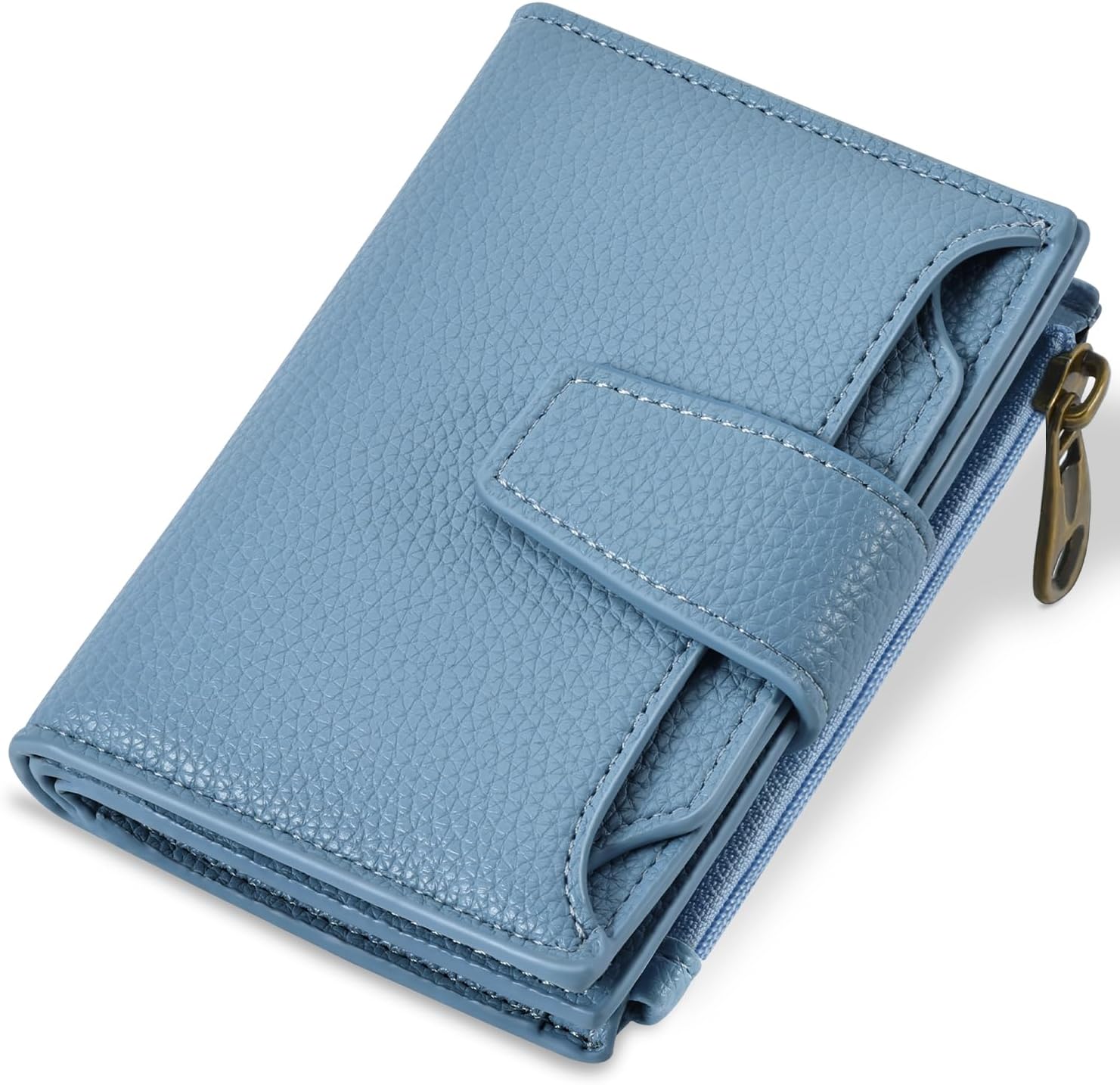 Bi-fold Zipper ID Window Soft Leather Wallet