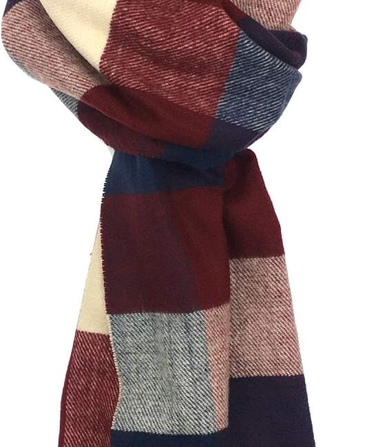 Plaid Check and Solid Cashmere Feel Winter Scarf, Warm Scarfs, Cold Weather Accessories, Fringe Scarves