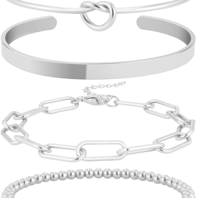 Gold Plated Bangle Cuff Bracelets for Women Non Tarnish Gold Bracelet Stack Jewelry Set for Women Trendy