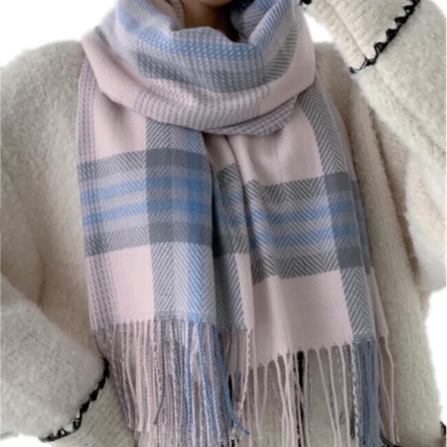 Women's Long Plaid Blanket Scarf Chunky Oversized Winter Fall Warm Scarf Big Tartan Scarves Wrap Shawl Ladies Gifts