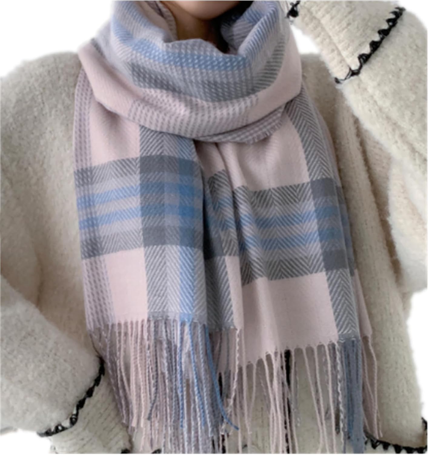 Women's Long Plaid Blanket Scarf Chunky Oversized Winter Fall Warm Scarf Big Tartan Scarves Wrap Shawl Ladies Gifts
