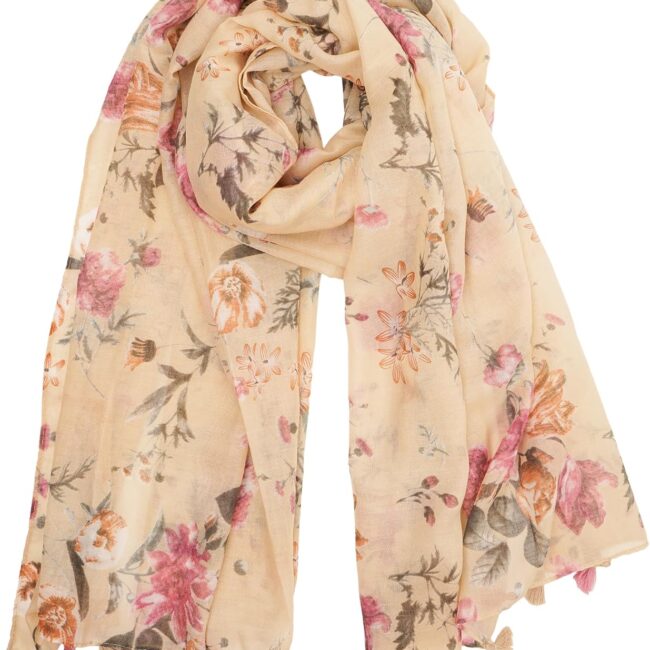 Large Boho Scarf for Women Lightweight Floral Printed Scarves Fall Winter Fashion Fringed Shawl wraps
